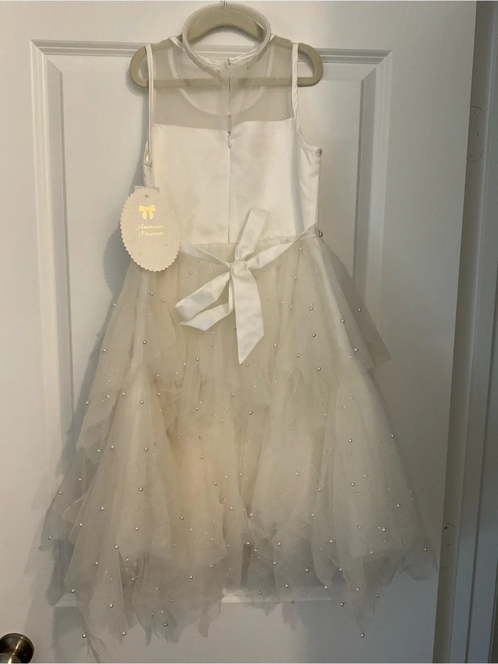 American Princess Ivory Pearl-Trim Tulle Formal Dress